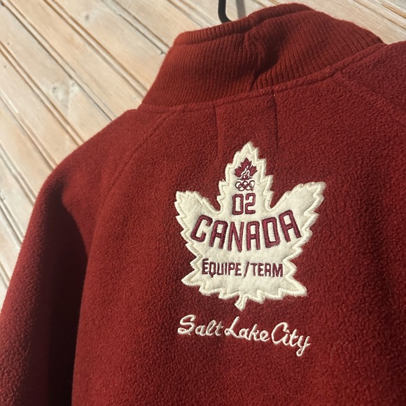 Roots Athletic Canada Vintage Red Burgundy Zip-Up Fleece Jacket Thick - Picture 8 of 8